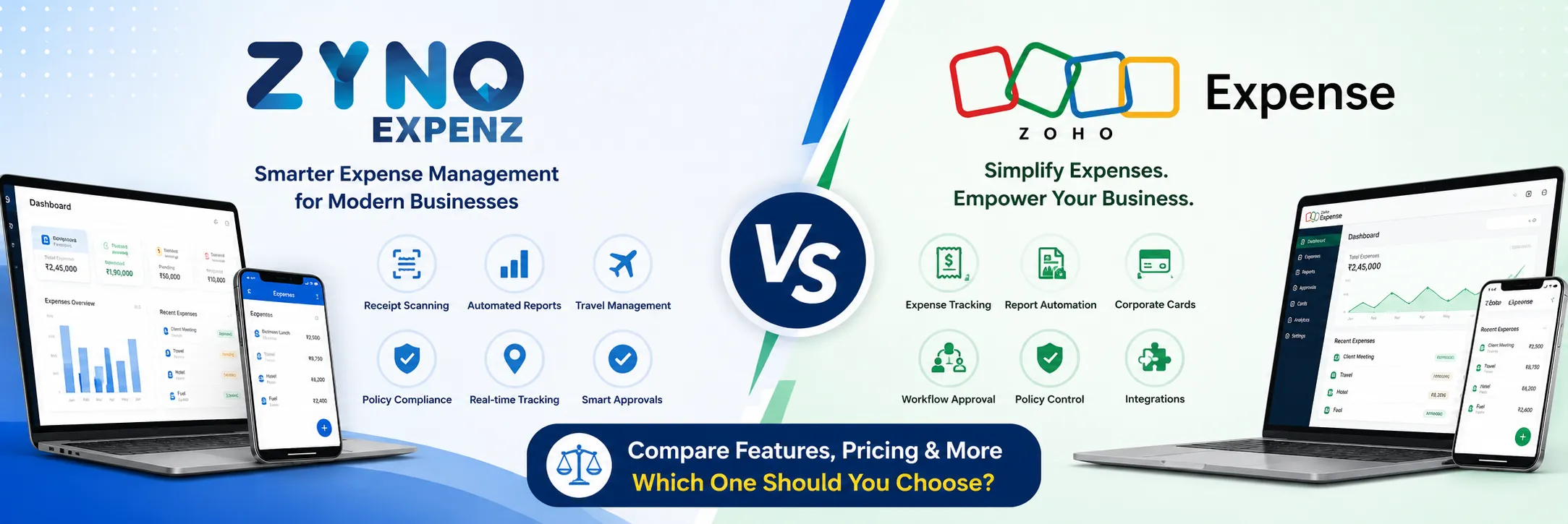 YNO Expenz is built specifically for Indian SMEs with built-in GST compliance, WhatsApp expense tracking, and a dedicated petty cash module features Zoho Expense doesn't offer natively.