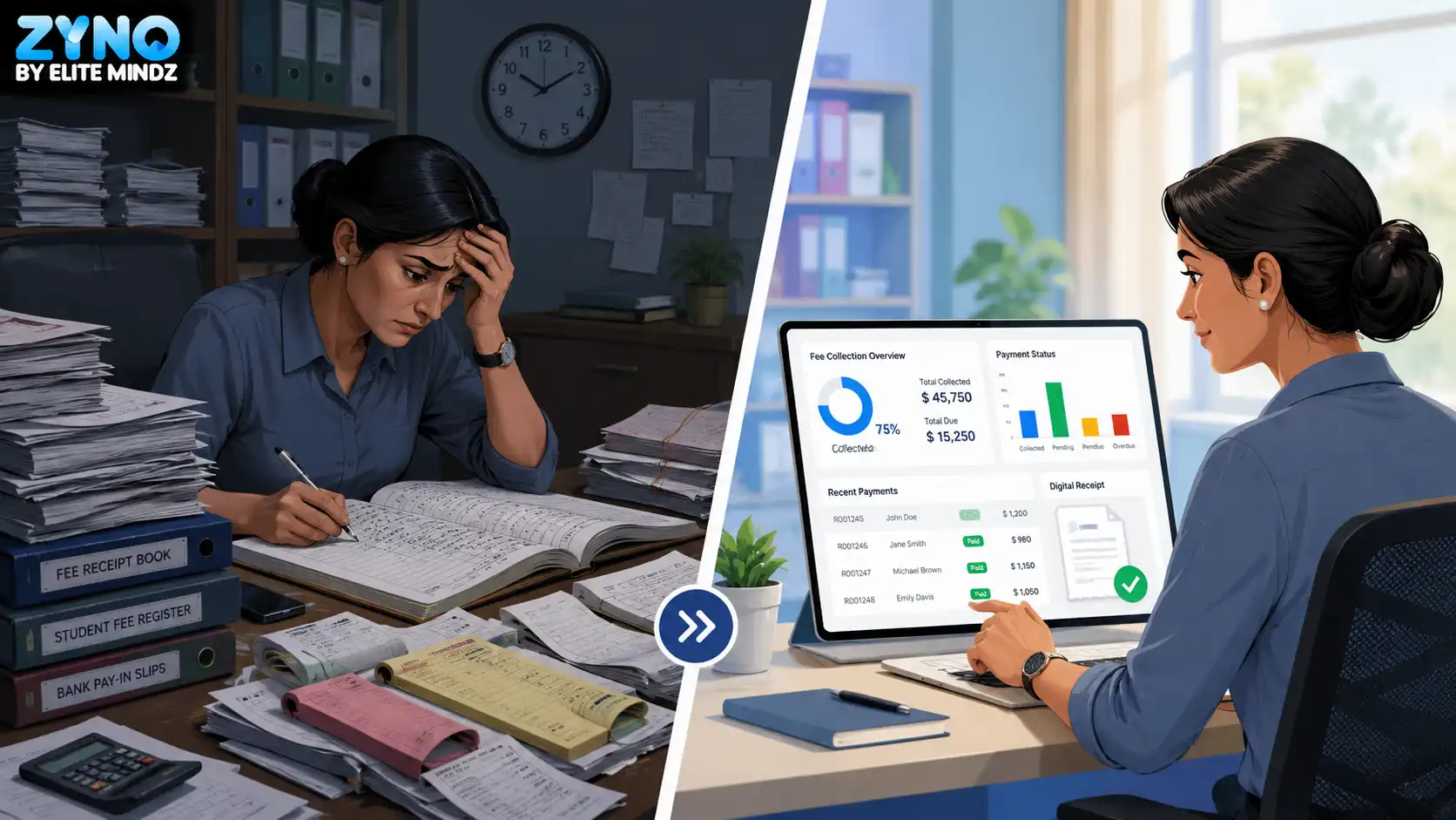 School fee management manually vs digitally 