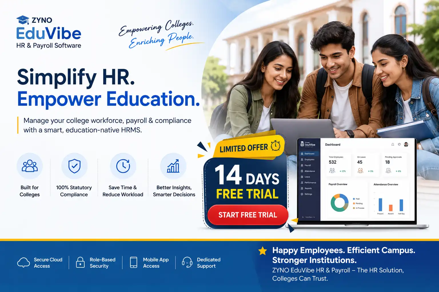 Empowering Colleges with ZYNO EduVibe HRMS