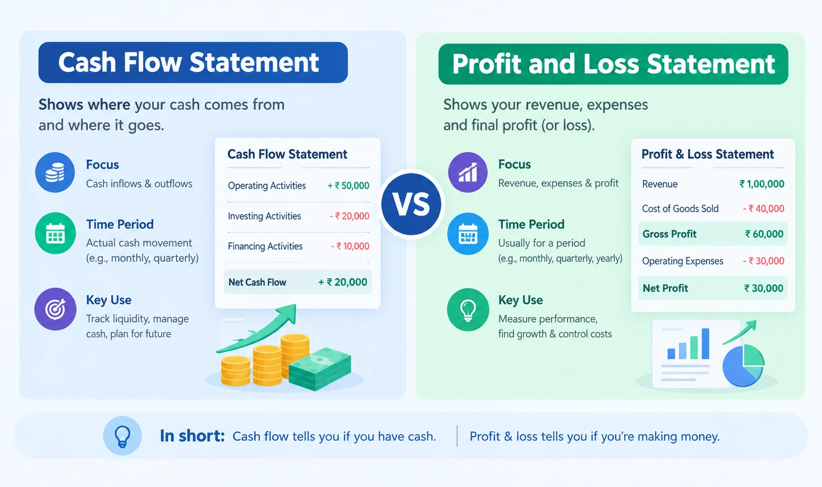 Cash Flow vs Profit and Loss Statement